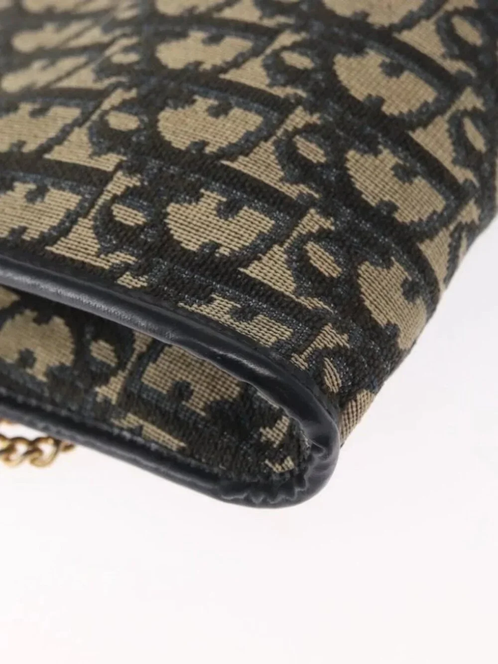 Christian Dior Trotter Canvas Chain Shoulder Bag Navy Gold Auth - Picture 8 of 16